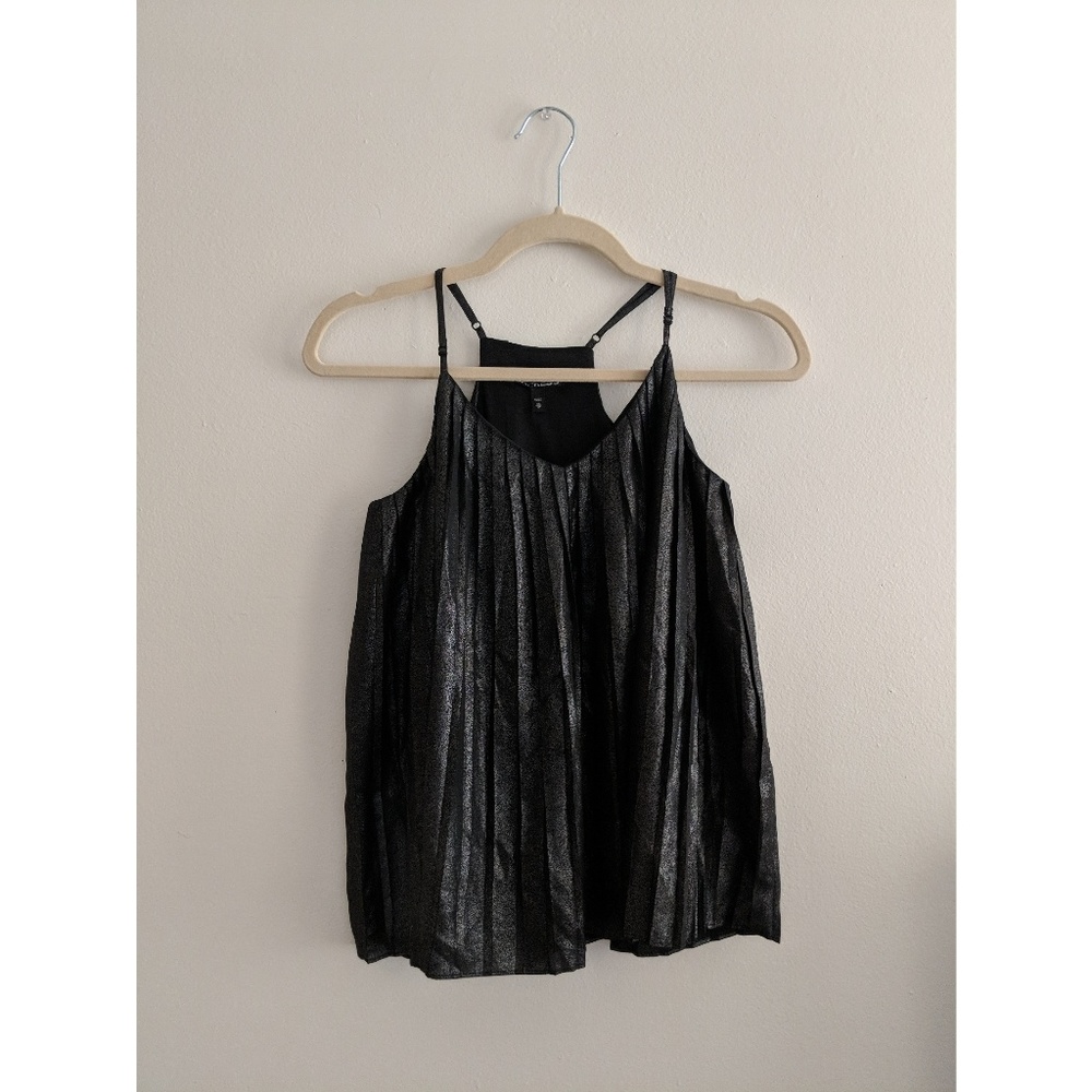 Express Metallic Pleated Top